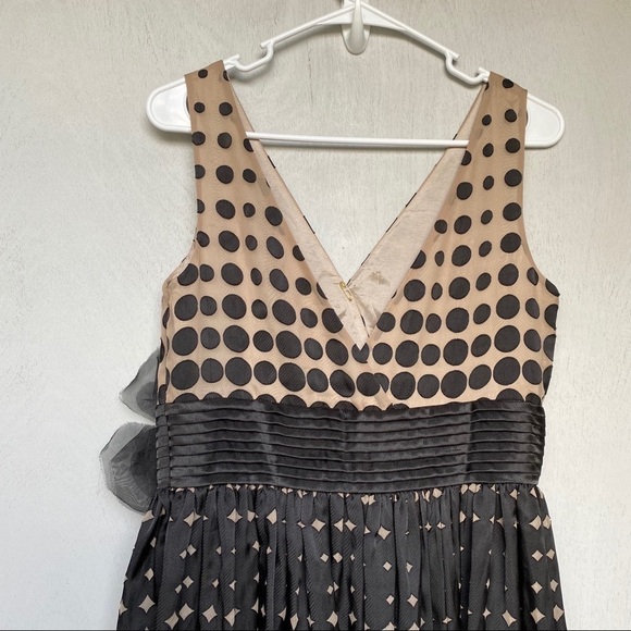 Anthropologie Burlapp Tan Polka Dot Tulle Dress with Removable Flower – Size 8 - Picture 7 of 10